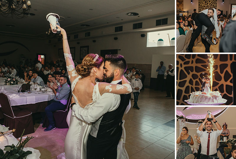 CORTE DE TARTA DE BODA EN SALONES CANARIO 